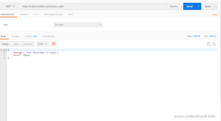 Create your first Blockchain using Nodejs checking blockchain validity