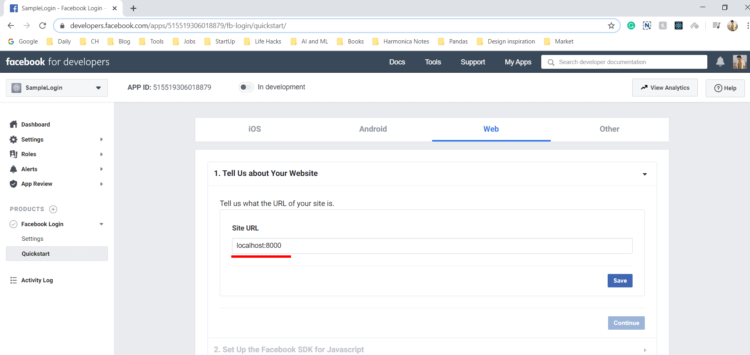 Facebook Login in GoLang Tutorial Select Web Application
